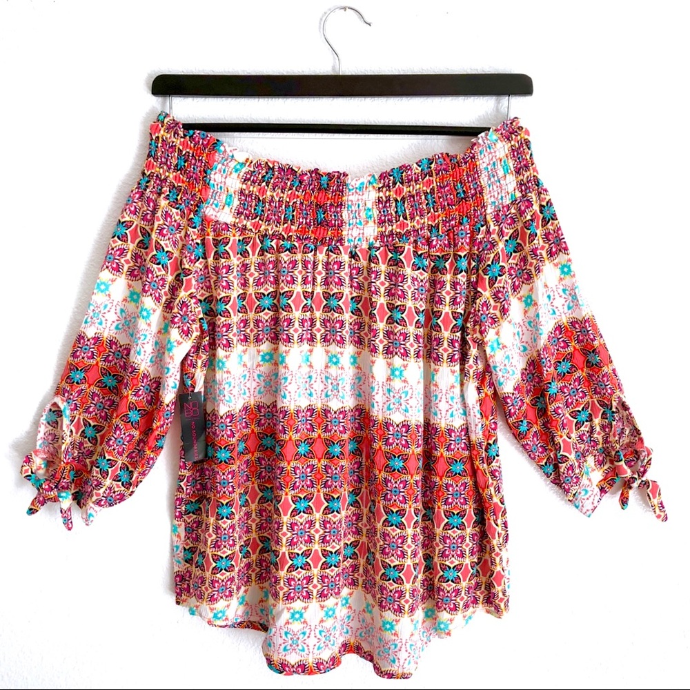 SOLD! | Multicolored Off-the-Shoulder Blouse - Picture 3 of 7